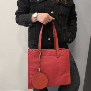 Τσάντα ώμου κόκκινη με κρεμαστό πορτοφολάκι