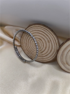 Ανοιγόμενο Ατσάλινο Βραχιόλι Ριβιέρα με Στρας – Ασημί & Χρυσό Χρώμα