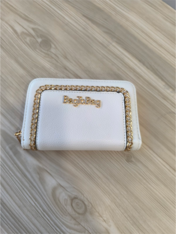 Γυναικείο Πορτοφόλι Bag to Bag Λευκό με Φερμουάρ & Χρυσή Αλυσίδα